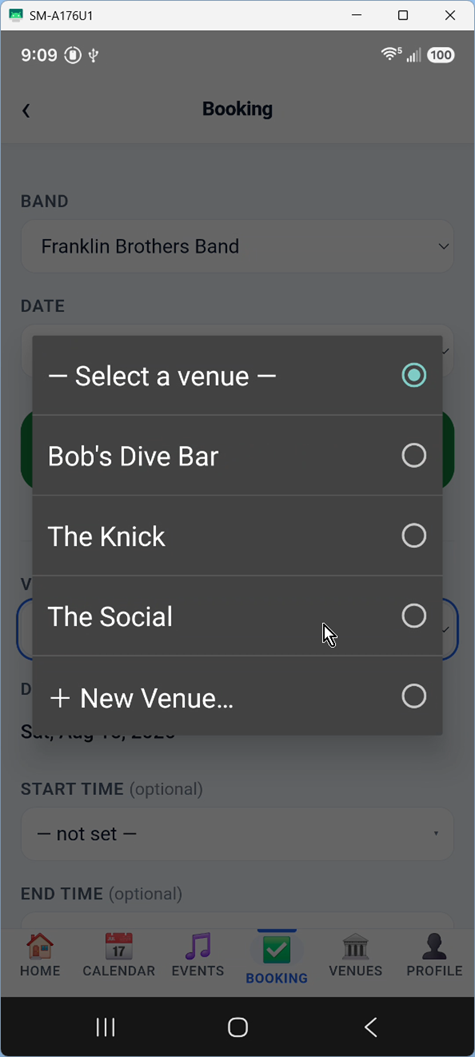 Select a venue