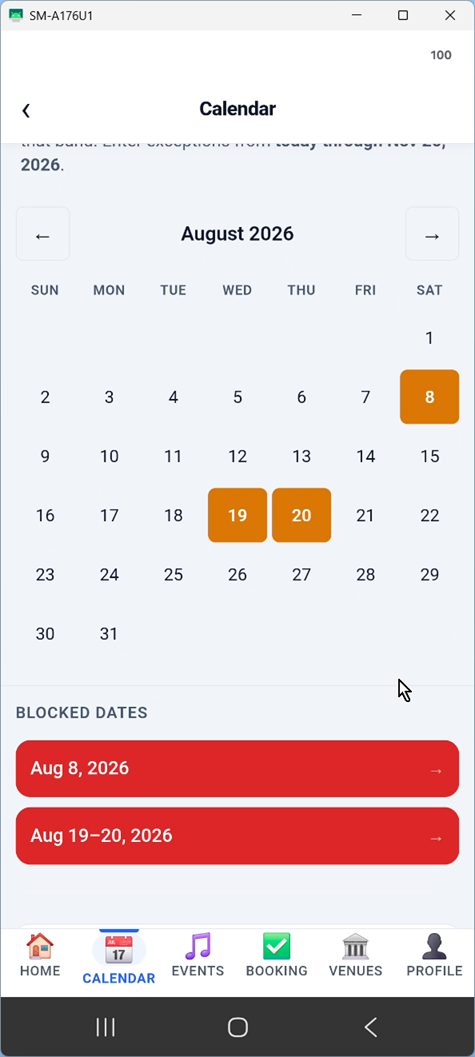 Mark unavailable dates
