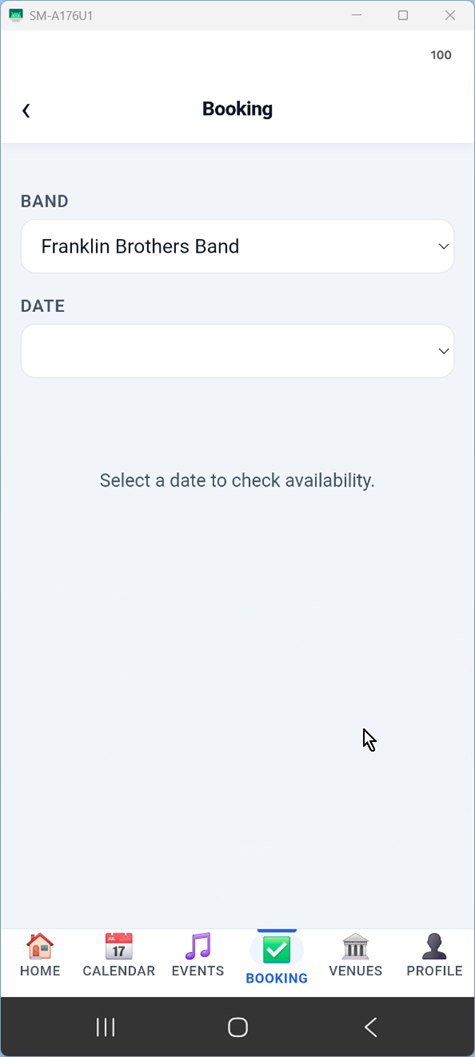 Booking check input